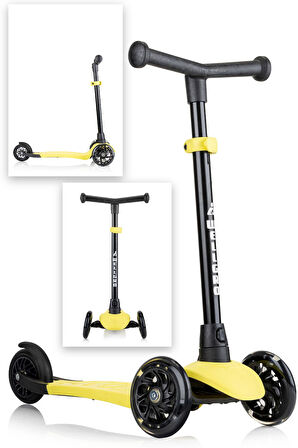 Wellgro Işıklı 3 Tekerli Yükseklik Ayarlı Scooter, Sarı
