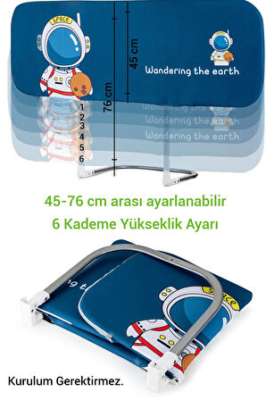 Wellgro Katlanır Yatak Bariyeri, 150x75 cm Çocuk Yatak Korkuluğu Mavi