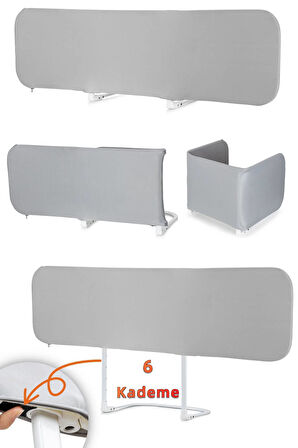 Wellgro Katlanır Yatak Bariyeri, 150x75 cm Çocuk Yatak Korkuluğu Düz Gri Desensiz