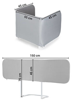 Wellgro Katlanır Yatak Bariyeri, 150x75 cm Çocuk Yatak Korkuluğu Düz Gri Desensiz