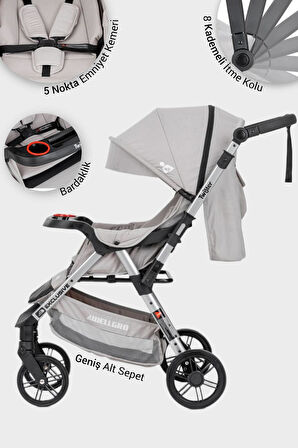 Wellgro Twister Çift Yönlü Bebek Arabası, Gri