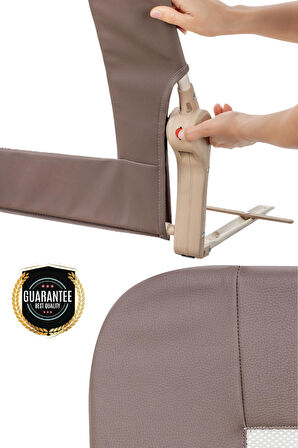 Wellgro Premium 120x65 cm Deri Kılıflı Yatak Bariyeri, Katlanır Yatak Korkuluğu, Kahve