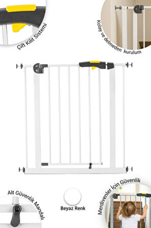 Wellgro Pro 75-80 cm Çocuk Güvenlik Kapısı, Merdiven Kapısı ve Korkuluk, Beyaz
