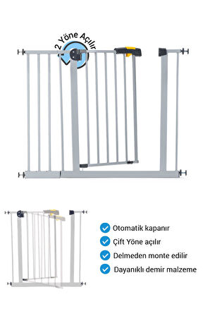 Wellgro Pro 95-100 cm Çocuk Güvenlik Kapısı, Merdiven Kapısı ve Korkuluk, Gri