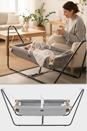 Wellgro Cozy Nest Hamak Beşik Gri, Anne Yanı Bebek Hamağı