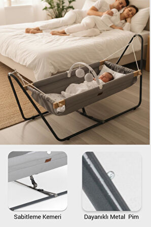 Wellgro Cozy Nest Hamak Beşik Gri, Anne Yanı Bebek Hamağı