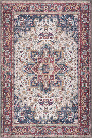 Konfor Antico 2323 Pamuk Tabanlı Yıkanabilir Otantik Vintage Klasik Eskitme Halı