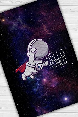 Homshtag Merhaba Dünya Pamuklu Dokuma Tabanlı Yıkanabilir Kaymaz Dekoratif Çocuk Odası Halısı