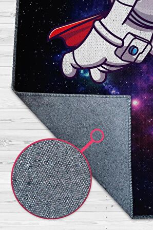 Homshtag Merhaba Dünya Pamuklu Dokuma Tabanlı Yıkanabilir Kaymaz Dekoratif Çocuk Odası Halısı