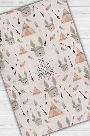 Homshtag En Tatlı Savaşçı Pamuklu Dokuma Tabanlı Yıkanabilir Kaymaz Dekoratif Çocuk Odası Halısı