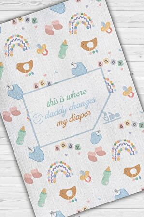 Homshtag Baba Altımı Değiştir Pamuklu Dokuma Tabanlı Yıkanabilir Kaymaz Dekoratif Çocuk Odası Halısı