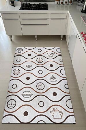 Homshtag Sevdiğim Tatlar Pamuklu Dokuma Tabanlı Yıkanabilir Kaymaz Dekoratif Mutfak Halısı