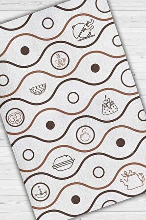 Homshtag Sevdiğim Tatlar Pamuklu Dokuma Tabanlı Yıkanabilir Kaymaz Dekoratif Mutfak Halısı