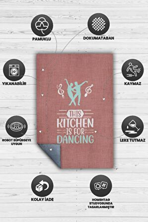 Homshtag Bu Mutfak Dans Etmek İçin Pamuklu Dokuma Tabanlı Yıkanabilir Kaymaz Dekoratif Mutfak Halısı