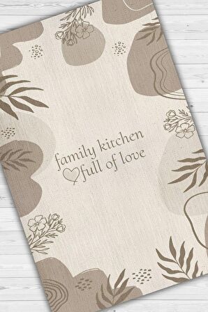 Homshtag Sevgi Dolu Aile Mutfağı Pamuklu Dokuma Tabanlı Yıkanabilir Kaymaz Dekoratif Mutfak Halısı