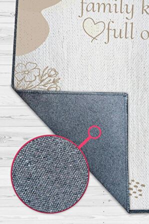 Homshtag Sevgi Dolu Aile Mutfağı Pamuklu Dokuma Tabanlı Yıkanabilir Kaymaz Dekoratif Mutfak Halısı