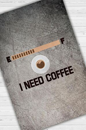 Homshtag Kahveye İhtiyacım Var Pamuklu Dokuma Tabanlı Yıkanabilir Kaymaz Dekoratif Halı