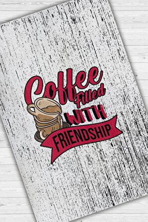 Homshtag Kahve Dostluğu Pamuklu Dokuma Tabanlı Yıkanabilir Kaymaz Dekoratif Halı