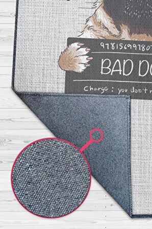 Homshtag Kötü Köpek Pamuklu Dokuma Tabanlı Yıkanabilir Kaymaz Dekoratif Halı