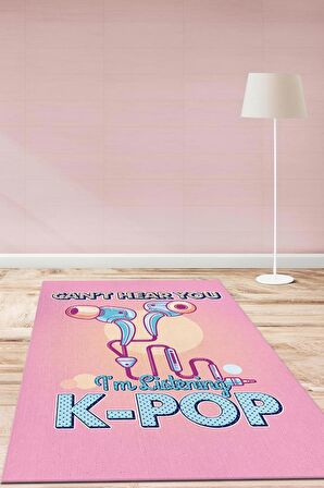 Homshtag Seni Duyamam  Pamuklu Dokuma Tabanlı Yıkanabilir Kaymaz Dekoratif Halı