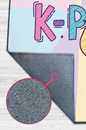 Homshtag Renkli K-pop Pamuklu Dokuma Tabanlı Yıkanabilir Kaymaz Dekoratif Halı