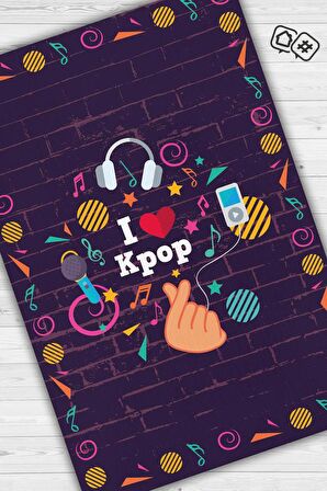 Homshtag K-pop Dünyası Pamuklu Dokuma Tabanlı Yıkanabilir Kaymaz Dekoratif Halı