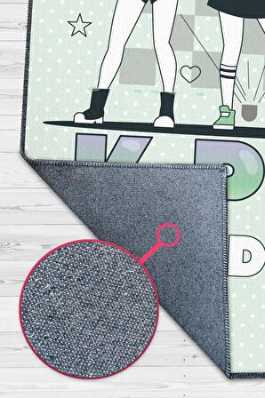 Homshtag K-pop Bağımlısı Pamuklu Dokuma Tabanlı Yıkanabilir Kaymaz Dekoratif Halı