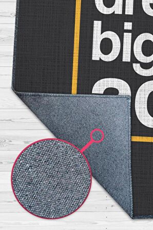 Homshtag Hayal Et Harekete Geç Pamuklu Dokuma Tabanlı Yıkanabilir Kaymaz Dekoratif Home Office Halısı