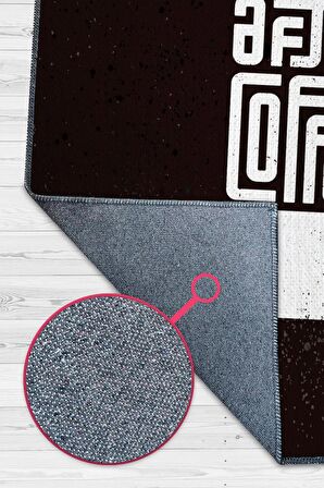 Homshtag Önce Kahve Sonra Fikir Pamuklu Dokuma Tabanlı Yıkanabilir Kaymaz Dekoratif Home Office Halısı