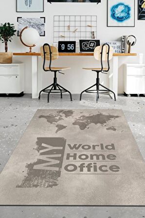 Homshtag Benim Evim Benim Ofisim Pamuklu Dokuma Tabanlı Yıkanabilir Kaymaz Dekoratif Home Office Halısı