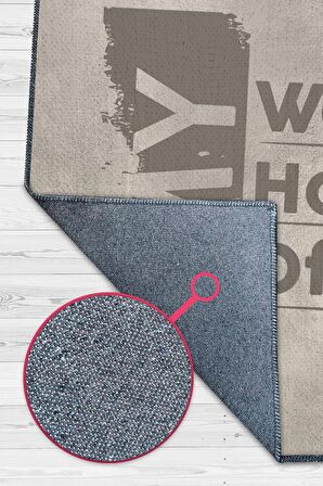 Homshtag Benim Evim Benim Ofisim Pamuklu Dokuma Tabanlı Yıkanabilir Kaymaz Dekoratif Home Office Halısı