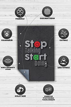 Homshtag Konuşma Başla Pamuklu Dokuma Tabanlı Yıkanabilir Kaymaz Dekoratif Home Office Halısı