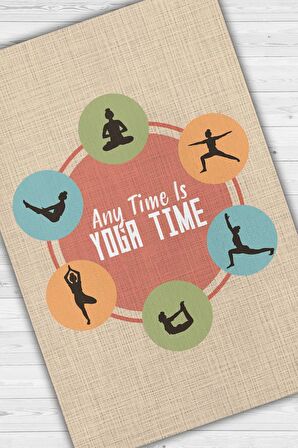 Homshtag Her Zaman Yoga Vakti Pamuklu Dokuma Tabanlı Yıkanabilir Kaymaz Dekoratif Halı