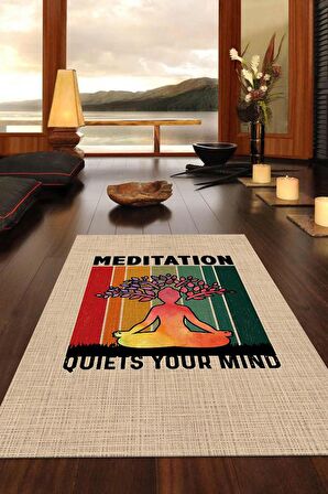Homshtag Zihnini Sakinleştir Pamuklu Dokuma Tabanlı Yıkanabilir Kaymaz Dekoratif Halı