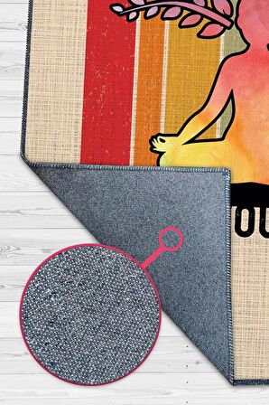 Homshtag Zihnini Sakinleştir Pamuklu Dokuma Tabanlı Yıkanabilir Kaymaz Dekoratif Halı