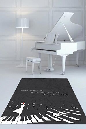 Homshtag Kalbinin Ritmiyle Yürü Pamuklu Dokuma Tabanlı Yıkanabilir Kaymaz Dekoratif Halı