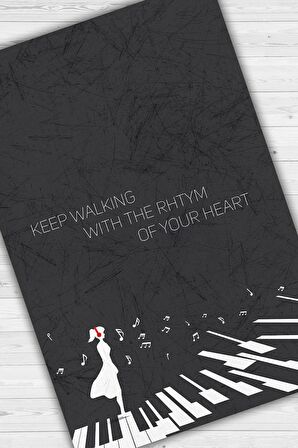 Homshtag Kalbinin Ritmiyle Yürü Pamuklu Dokuma Tabanlı Yıkanabilir Kaymaz Dekoratif Halı