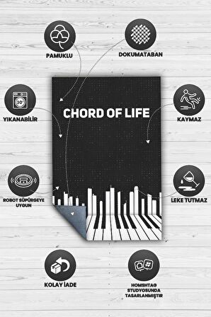 Homshtag Hayatın Akordu Pamuklu Dokuma Tabanlı Yıkanabilir Kaymaz Dekoratif Halı