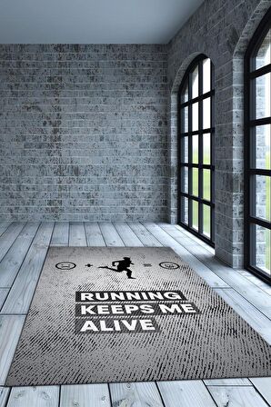 Homshtag Koşmak Mutlu Eder Pamuklu Dokuma Tabanlı Yıkanabilir Kaymaz Dekoratif Spor Sever Halısı