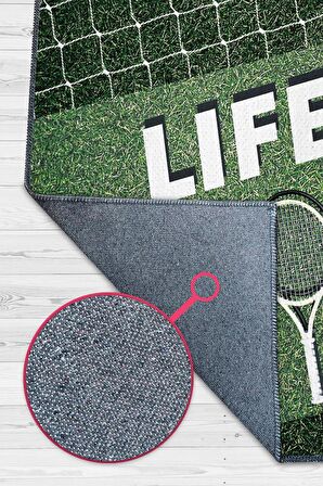 Homshtag Hayat Tenisle Güzel Pamuklu Dokuma Tabanlı Yıkanabilir Kaymaz Dekoratif Tenis Sever Halısı
