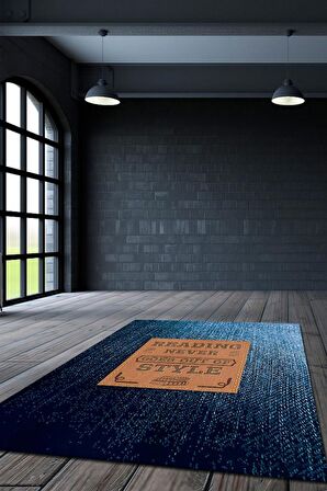 Homshtag Okumanın Modası Geçmez Pamuklu Dokuma Tabanlı Yıkanabilir Kaymaz Dekoratif Kitap Sever Halısı