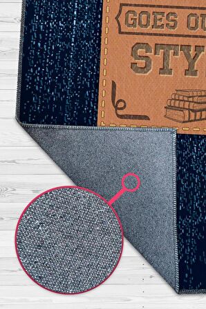 Homshtag Okumanın Modası Geçmez Pamuklu Dokuma Tabanlı Yıkanabilir Kaymaz Dekoratif Kitap Sever Halısı