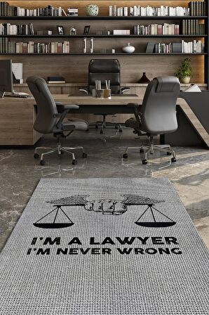 Homshtag Avukatım Asla Yanılmam Pamuklu Dokuma Tabanlı Yıkanabilir Kaymaz Avukat Halısı