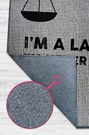 Homshtag Avukatım Asla Yanılmam Pamuklu Dokuma Tabanlı Yıkanabilir Kaymaz Avukat Halısı