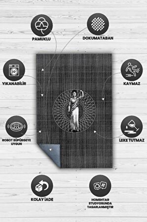 Homshtag Themis Pamuklu Dokuma Tabanlı Yıkanabilir Kaymaz Avukat Halısı