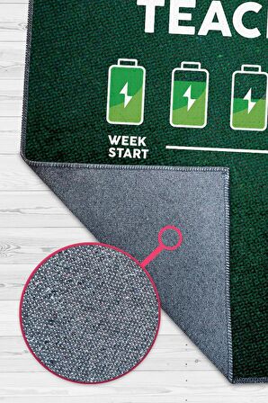 Homshtag Öğretmenin Haftası Pamuklu Dokuma Tabanlı Yıkanabilir Kaymaz Öğretmen  Halısı