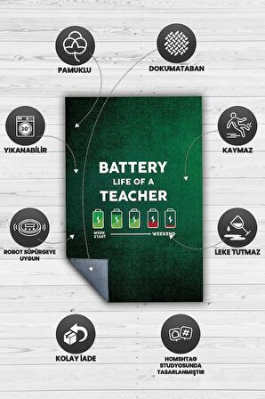 Homshtag Öğretmenin Haftası Pamuklu Dokuma Tabanlı Yıkanabilir Kaymaz Öğretmen  Halısı