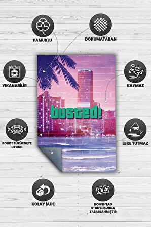Homshtag Busted Pamuklu Dokuma Tabanlı Yıkanabilir Kaymaz Gamer Halısı