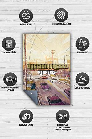 Homshtag Respect Pamuklu Dokuma Tabanlı Yıkanabilir Kaymaz Gamer Halısı