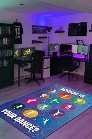 Homshtag Your Dance Pamuklu Dokuma Tabanlı Yıkanabilir Kaymaz Gamer Halısı